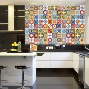 Papel de Parede Adesivo Azulejo Português 300x52cm Colorido