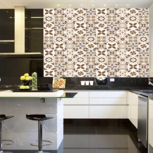 Papel de Parede Adesivo Azulejo Português Marrom 300x52cm