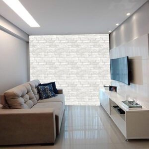 Papel de Parede Adesivo Tijolo Branco Rústico 300x52cm