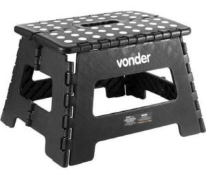 Banqueta Dobrável 22cm Vonder 150kg Preta