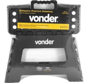 Banqueta Dobrável 22cm Vonder 150kg Preta