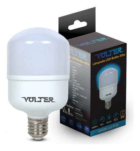 Lâmpada LED 40W Volter bulbo alta potência luz branca fria 6500k
