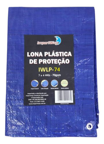 Lona Plástica Impermeável 7x4m Reforçada Azul Importway