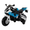 Moto elétrica infantil BMW S1000 RR azul 12V com rodas de apoio