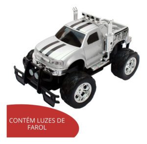 Carrinho de controle remoto Importway prata com luzes de farol