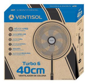 Ventilador de Coluna Ventisol Turbo 6 Pás 40cm 220v Preto