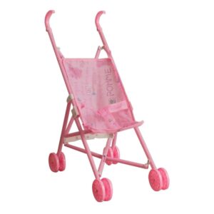 Carrinho de Boneca Tipo Guarda-Chuva 4 Rodas Rosa Importway
