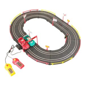 Autorama elétrico infantil Importway com 50 peças e dois carrinhos de corrida
