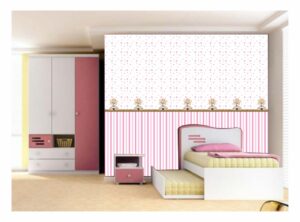 Papel de Parede Adesivo Infantil Ursinho Rosa 300x52cm