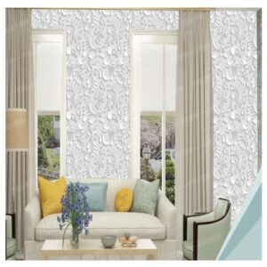Papel de Parede Adesivo Arabesco Floral Branco 300x52cm
