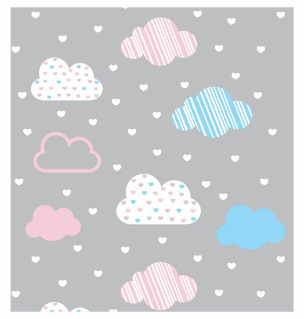 Papel de Parede Adesivo Nuvem Infantil 300x52cm para Quarto