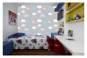 Papel de Parede Adesivo Nuvem Infantil 300x52cm para Quarto