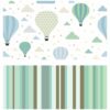 Papel de Parede Adesivo Infantil Balão Verde 300x52cm 2 Papel de parede adesivo infantil com estampa de balões verdes e nuvens para quarto de bebê