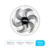 Ventilador de Parede 50cm Turbão 130W Bivolt Oscilante 6 016CTRIO Ventilador 50cm Turbao 06