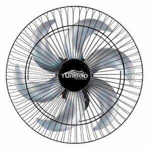 Ventilador de Parede Turbão 50cm 130W Bivolt com Controle Remoto 6 pás Preto Prata