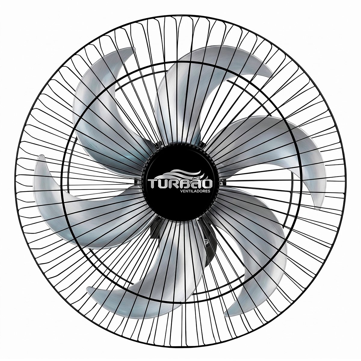 Ventilador de Parede Turbão 50cm 130W Bivolt com Controle Remoto 6 pás Preto Prata - Imagem 1