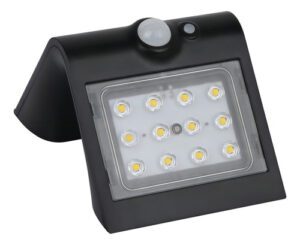 Arandela Solar com Sensor de Movimento 1,5W LED IP65 Preta