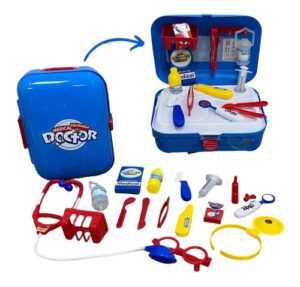 Maleta Médica Infantil 15 Peças Azul Importway Brinquedo Médico