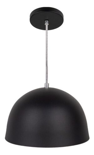 Luminária Pendente Cúpula Preta 24cm Bivolt para 1 Lâmpada