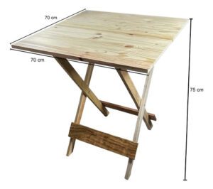Mesa Dobrável Madeira Maciça 70x70cm Bar Restaurante