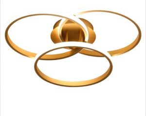Plafon 3 Anéis Selene Dourado 45W 4000K 50cm Bivolt