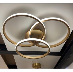 Plafon 3 Anéis Selene Dourado 45W 4000K 50cm Bivolt
