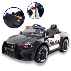 Mini Carro Elétrico Infantil Policial 12v com Controle Remoto