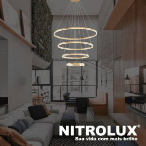 Lustre Pendente Moderno 4 Aneis 85W Dourado LED Bivolt LP-803