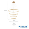 Lustre Pendente Moderno 4 Aneis 85W Dourado LED Bivolt LP-803 4 15331024783 02