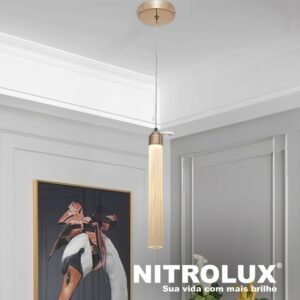 Lustre Pendente Dourado 7W Acrílico Moderno 3 em 1