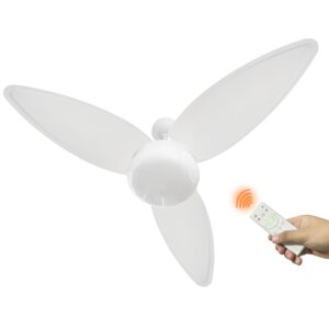 Soluções para o seu bem estar! 23 Ventilador de Teto Inverter Zonda branco com 3 pás e iluminação, acompanhado de controle remoto moderno.