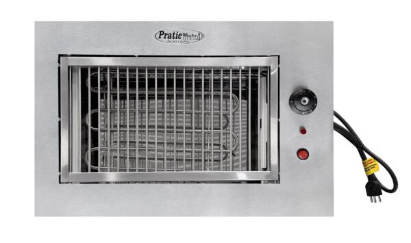 Churrasqueira Elétrica de Embutir Pratic Metal 625x425mm Inox 1 Churrasqueira elétrica de embutir Pratic Metal em aço inox 430 com grelha uruguaia