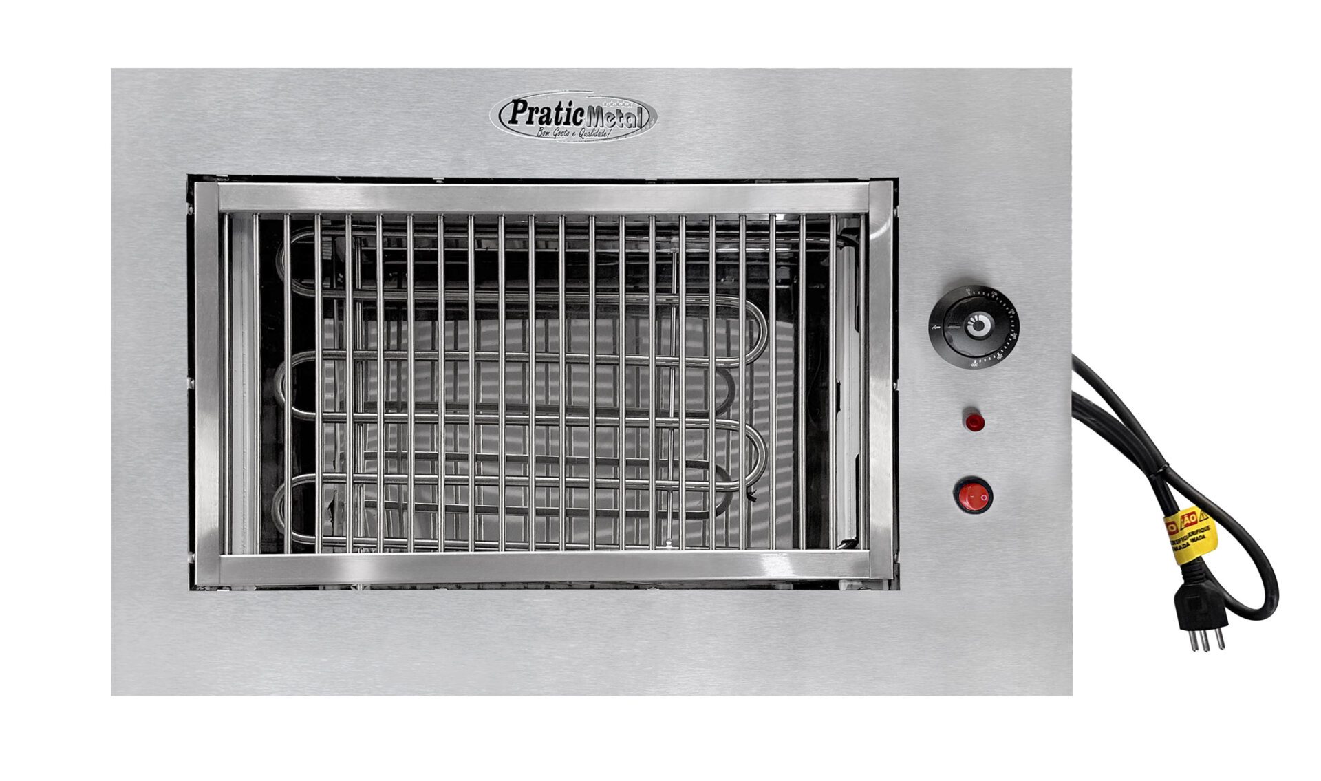 Churrasqueira elétrica de embutir Pratic Metal em aço inox 430 com grelha uruguaia