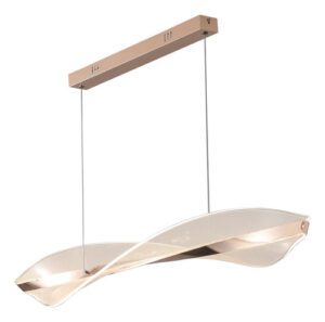 Luminária Pendente Dourada Linear Moderna LED 25W 3000K