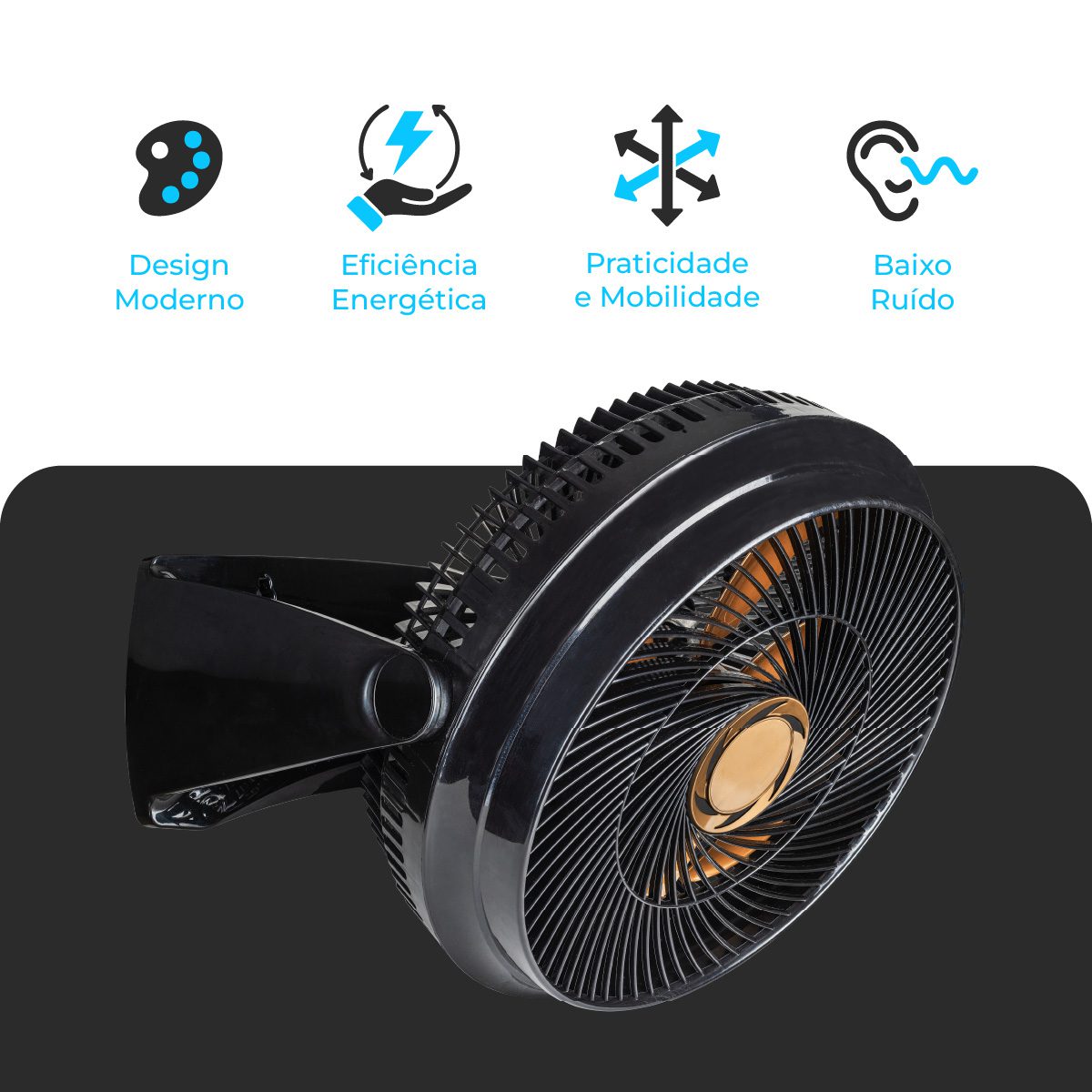 Ventilador Turbo 35cm 3 em 1 Ponente Mesa Parede Chão - Imagem 4