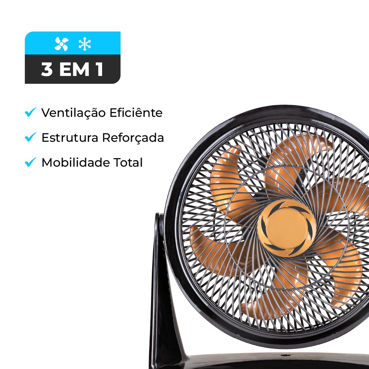 Ventilador Turbo 35cm 3 em 1 Ponente Mesa Parede Chão - Imagem 6