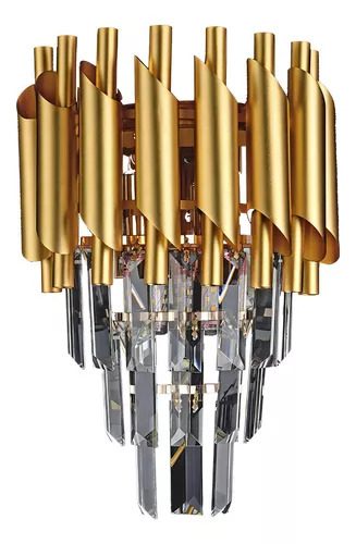 Arandela Dourada Nitrolux LA-001M com Cristais 2 Lâmpadas E14 1 15564622247 15564618968 15312859931 arandela dourada 1