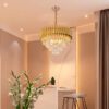 Lustre Redondo Dourado 50cm com Cristais para Sala Luxo 8 15564777069 15564772513 15564765325 15564763330 15564756727 15564753610 15564750672 15564750055 15292453785