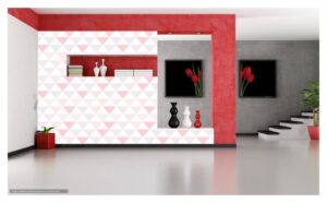 Papel de Parede Adesivo Triângulos Rosa 300x52cm