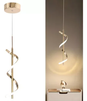 Pendente Led Espiral Dourado 10W Bivolt Luxo Moderno