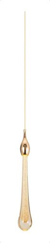 Pendente Gota de Cristal Dourado Bivolt com LED Integrado
