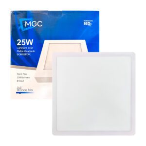 Plafon LED Quadrado 24W 30x30cm Bivolt Sobrepor Branco Frio