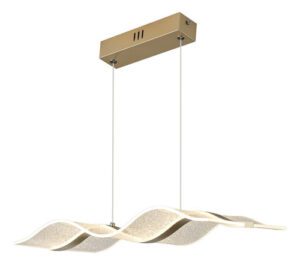 Pendente LED Ondas 15W Dourado Bivolt Luz Quente