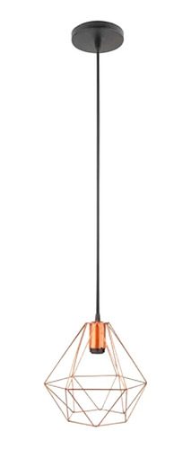 Pendente Diamante Cobre 22cm Aramado Rústico Bivolt