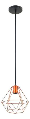 Pendente Aramado Diamante Cobre 23cm Industrial Bivolt