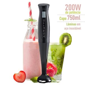 Mixer Agratto 200W Portátil com Copo 750ml Preto