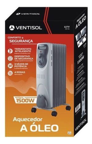 Aquecedor a Óleo Ventisol 1500W 220V Cinza Doméstico