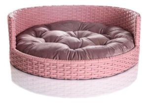 Caminha Pet Redonda Throne 45cm Conforto Rose para Cães e Gatos