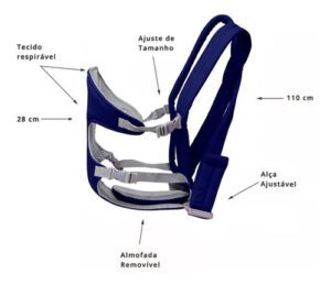Canguru para bebê 3 posições ergonômico azul até 12kg