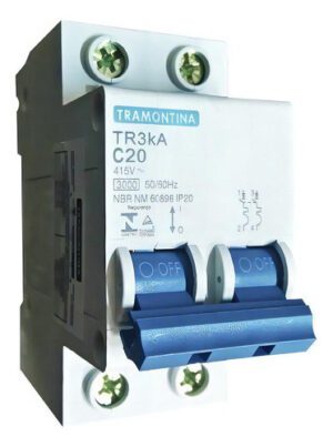 Disjuntor Bipolar 80A Tramontina TR6KA Curva C 2 Polos